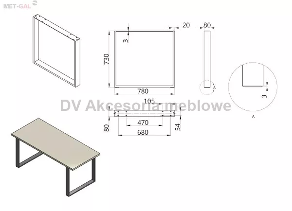 Noga DN-970A (80x20) D780xH730 P2