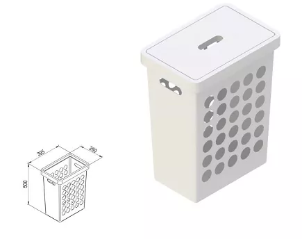 KOSZ NA BIELIZNE-SZUFLADA POJEMNIK 33L+POKRYWA
